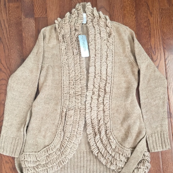 Light brown heathered belted sweater cardigan - Picture 1 of 4